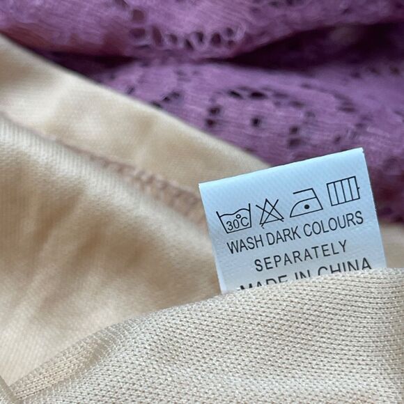 Twink Lady Dress Womens XL Mauve Pink Lace with Nude Underlay Bell Half Sleeves - Picture 9 of 12